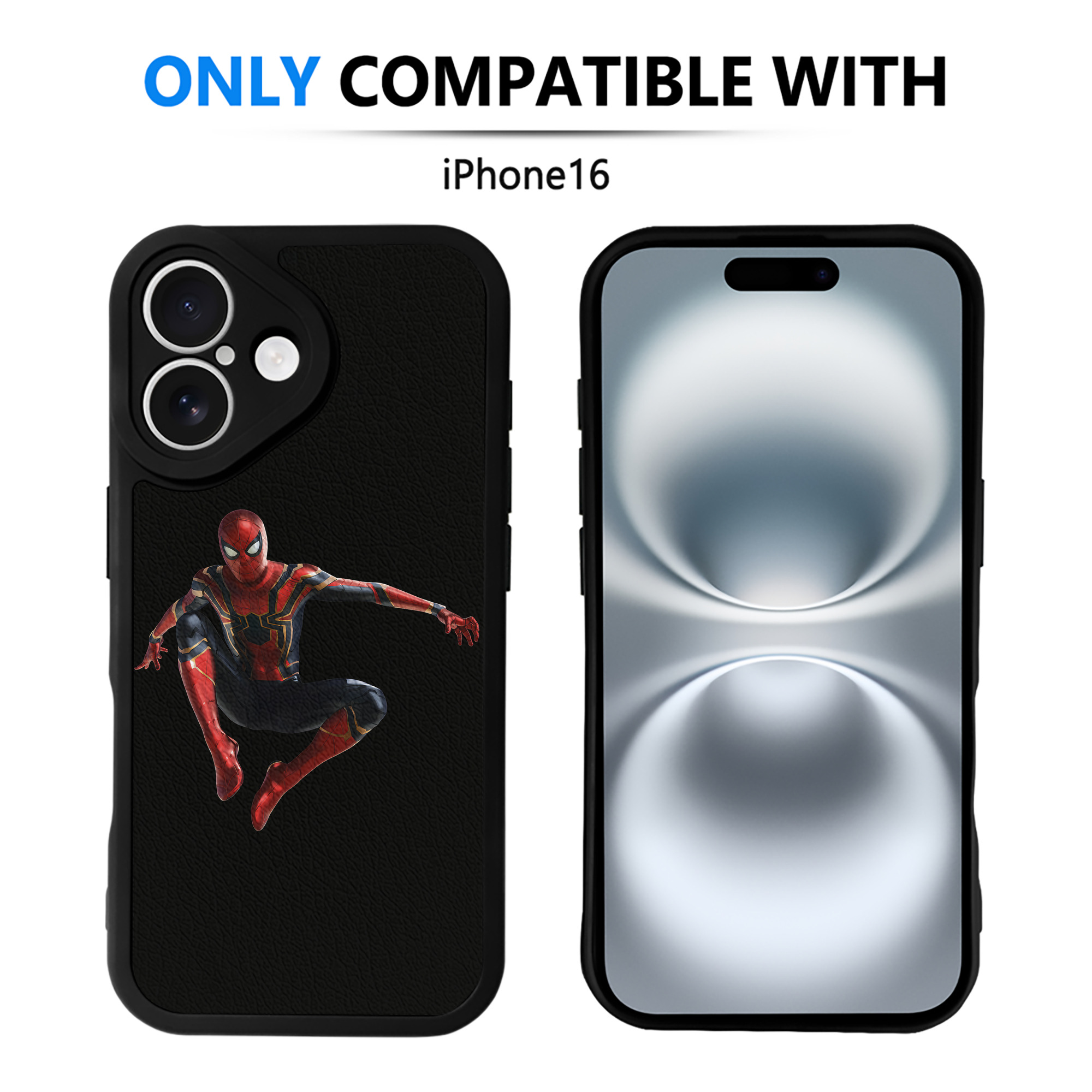 （画像用） Spider Man スパイダーマン 【iPhone 16シリーズ対応】シリコンスマホケース（レザー調） 材質：シリコン